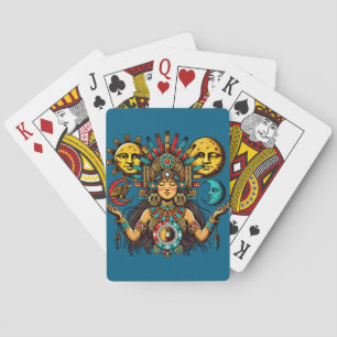 Baraja De Cartas Arte popular azteca indio woMan princesa luna de s