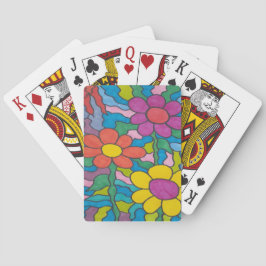 Baraja De Cartas Arte retro de flores hippie 