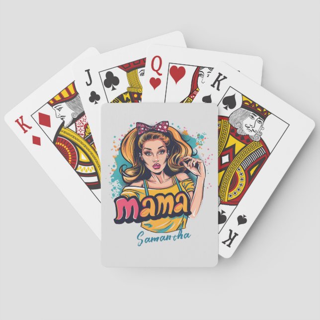 Baraja De Cartas Arte Retro Mama Pop Personalizado (10) (Reverso)