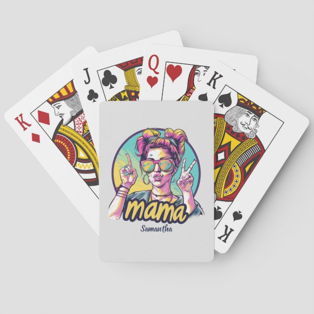 Baraja De Cartas Arte Retro Mama Pop Personalizado (19) (Reverso)