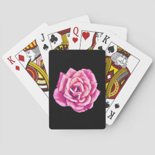 Baraja De Cartas Arte rosa rosado en tarjetas de juego negras