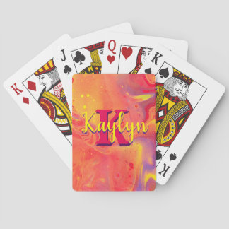 Baraja De Cartas Arte salvaje de flujo acrílico púrpura rojo