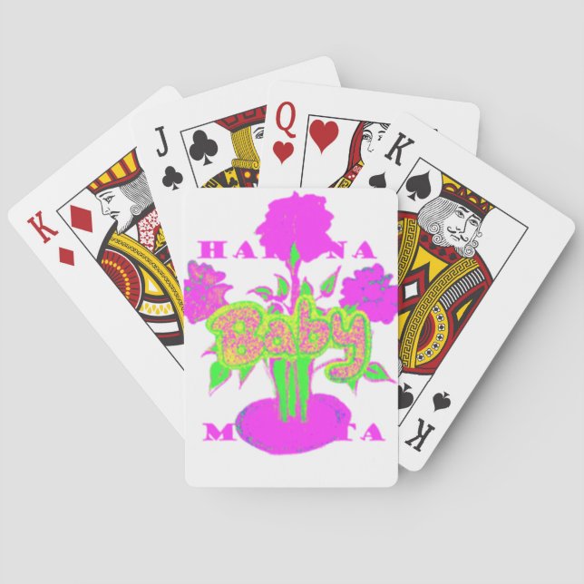 Baraja De Cartas Arte suave de flores rosadas: El toque de un bebé. (Reverso)