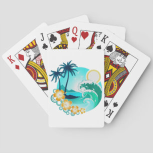 BARAJA DE CARTAS ARTE TROPICAL HAWAIIIANO DE SURF