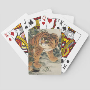 Baraja De Cartas Arte vintage japonés Edo Tigre en bosque de bambú