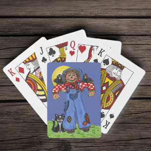 Baraja De Cartas Artesanía adorable Espantapájaros de mezclilla azu