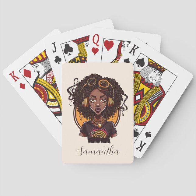 Baraja De Cartas Artista Afro Woman (Reverso)