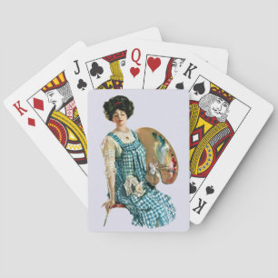 Baraja De Cartas Artista victoriana vintage Lady Painter Palette