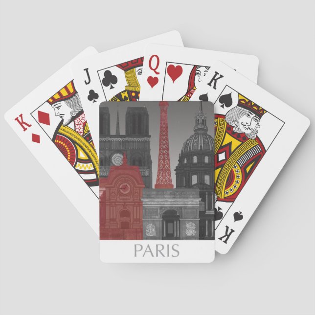 Baraja De Cartas Ascensos de París por noche - Rojo (Reverso)