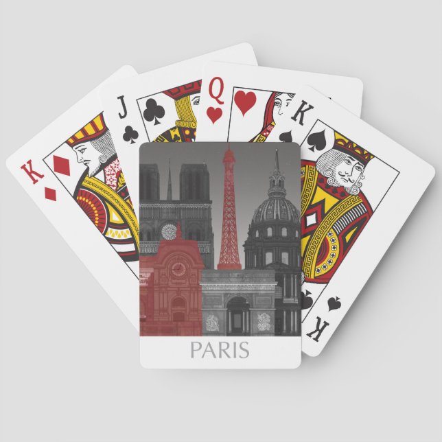 Baraja De Cartas Ascensos de París por noche - Rojo (Reverso)
