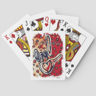 Baraja De Cartas ASL te amo en rojo contemporáneo