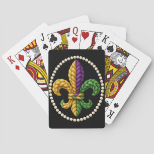 BARAJA DE CARTAS ASPECTO DE TEJIDO MARDI GRAS FLEUR DE LIS