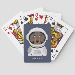Baraja De Cartas Astronauta de Dachshund con nombre