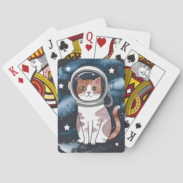 Baraja De Cartas Astronauta de gato espacial (Reverso)
