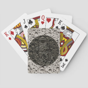 Baraja De Cartas Astronauta en la Luna Espacio Negro y Gris