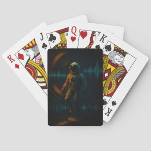 Baraja De Cartas Astronauta flotando en arte de sonido Glitchwave