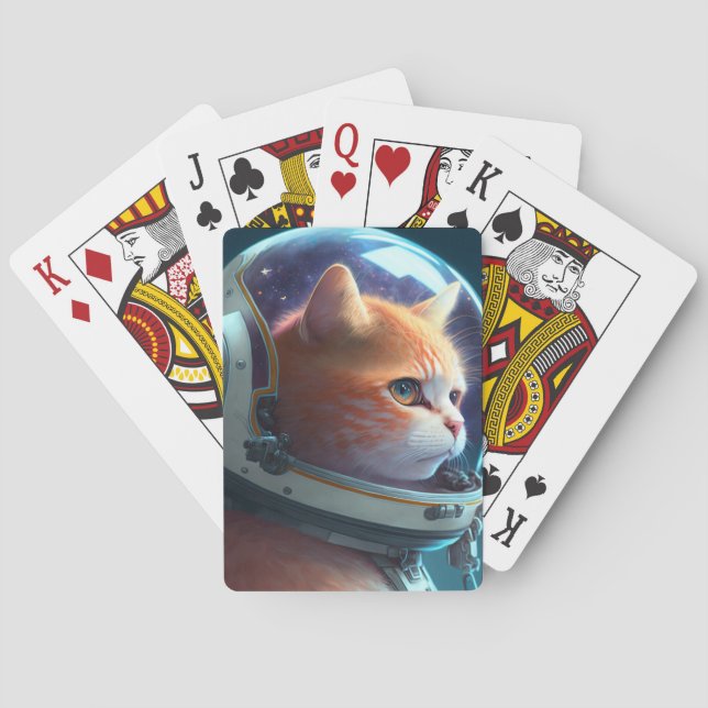 Baraja De Cartas Astronauta Gato Adorable  (Reverso)