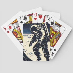 Baraja De Cartas Astronautas de SF en Spacewalk - Woodcut (3)