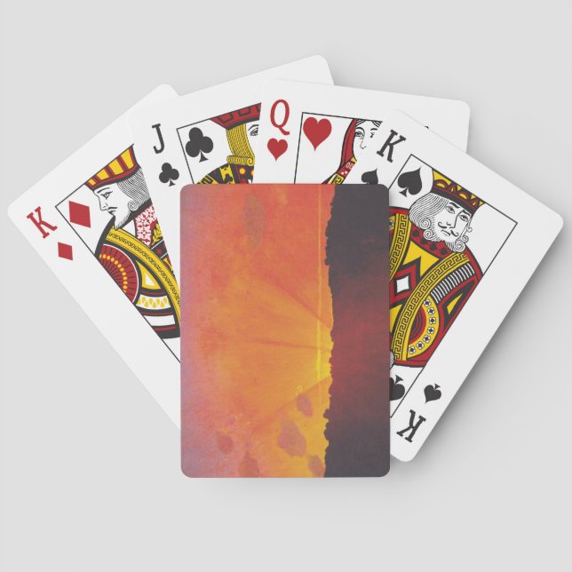 Baraja De Cartas Atardecer, cielo Naranja (por Félix Vallotton) (Reverso)