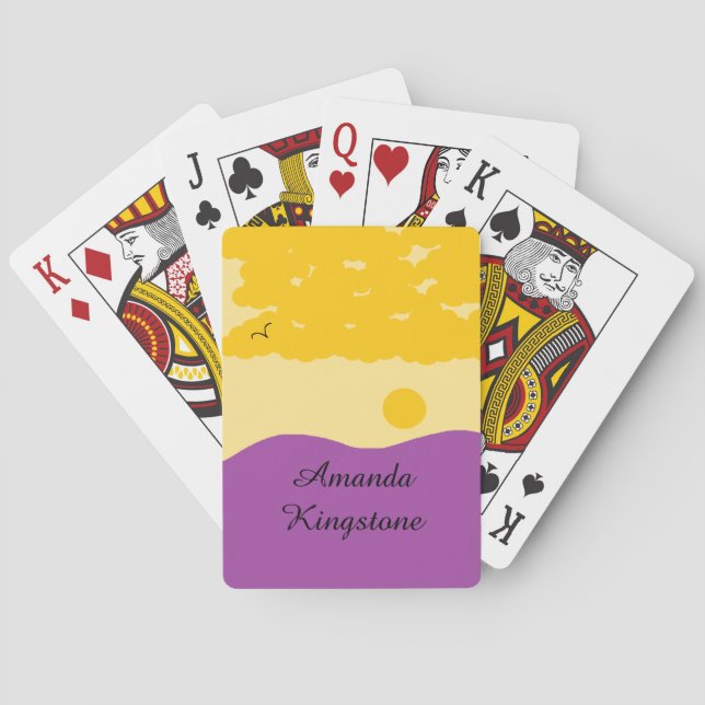 Baraja De Cartas Atardecer con colinas moradas: (Reverso)