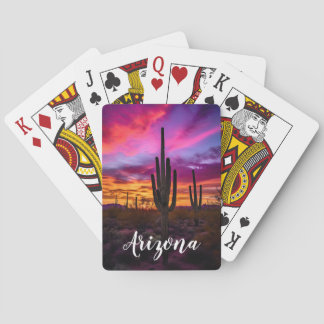 Baraja De Cartas Atardecer del desierto del suroeste de Arizona Sag