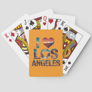 Baraja De Cartas Atardecer del horizonte de Los Ángeles y tipografí