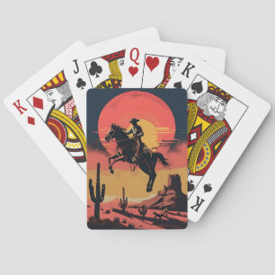 Baraja De Cartas Atardecer dramático del oeste a mitad de salto