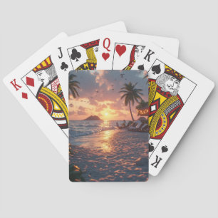 Baraja De Cartas Atardecer en la Playa Tropical
