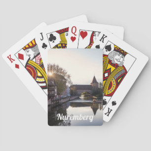 Baraja De Cartas Atardecer sobre el viejo puente medieval en Nuremb