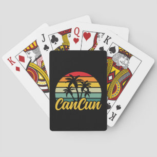 Baraja De Cartas Atardecer Vintage Cancun México Viaje Vacaciones