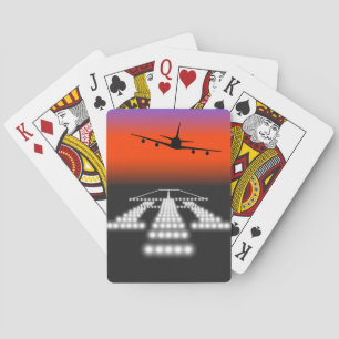 Baraja De Cartas Aterrizaje nocturno del avión