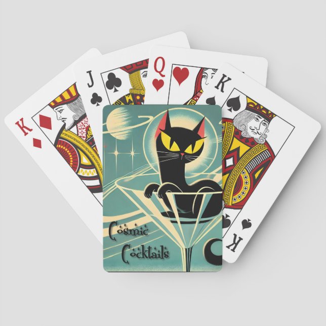 Baraja De Cartas Atómico espacio futurista edad Black Cat Martini (Reverso)