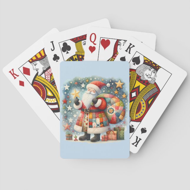 Baraja De Cartas Atractivo papeleo de Santa con estrellas Navidades (Reverso)