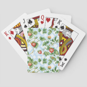 Baraja De Cartas Atractivo patrón de fresa y hoja - Vintage