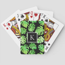 Baraja De Cartas Audaz acuarela tropical verde deja monograma