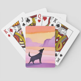 Baraja De Cartas Aullido de Perro | Silueta de Perro Negro Acuarela