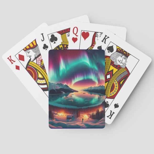 Baraja De Cartas Aureola Borealis en Alaska (Reverso)