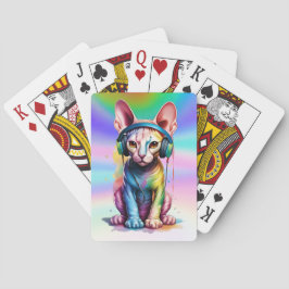 Baraja De Cartas Auriculares con arco iris para gatos Sphynx