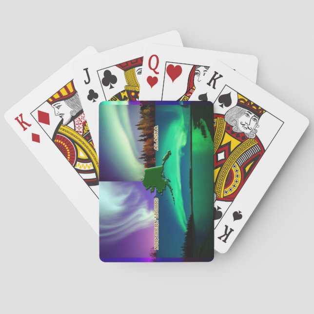 Baraja De Cartas Aurora boreal del collage de Alaska (Reverso)