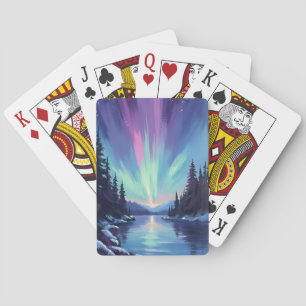 Baraja De Cartas Aurora Boreal   Luces del Norte Acuarela