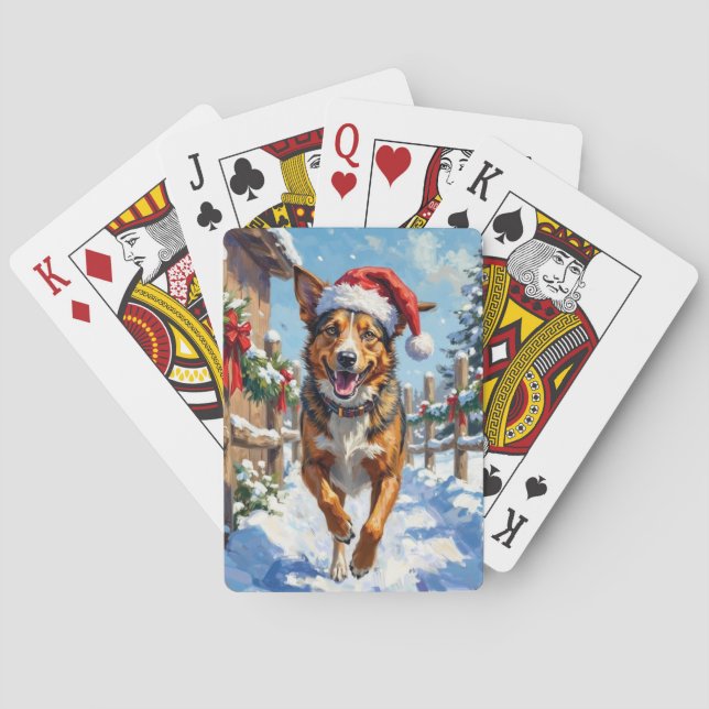 Baraja De Cartas Australian Cattle Dog Red Heeler Christmas (Reverso)