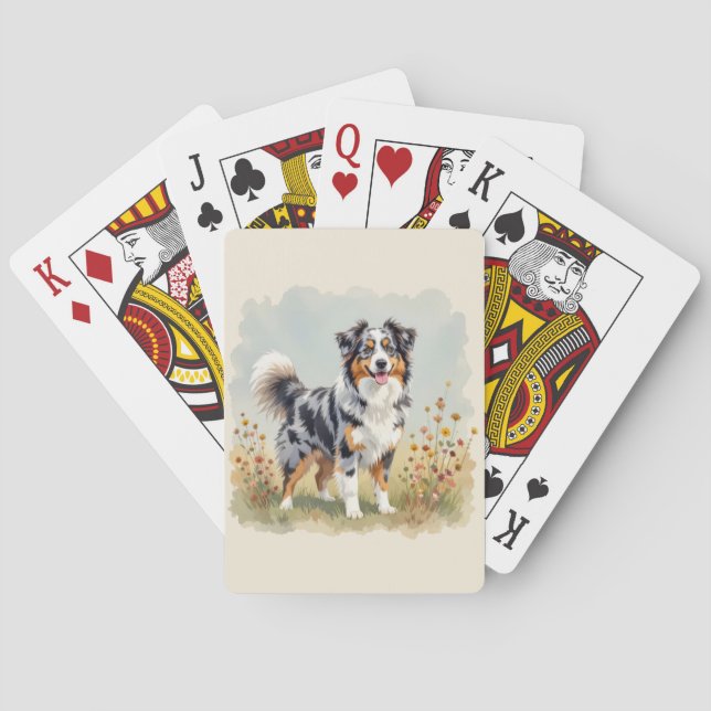 Baraja De Cartas Australian Shepherd Dog Merle Long Tail (Reverso)