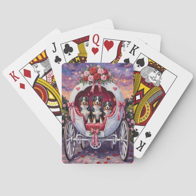 Baraja De Cartas Australian Shepherd Dog Valentine's Day  (Reverso)