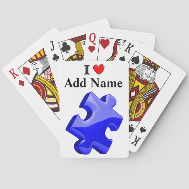 Baraja De Cartas Autism Awareness Blue Puzzle Personalizar (Reverso)