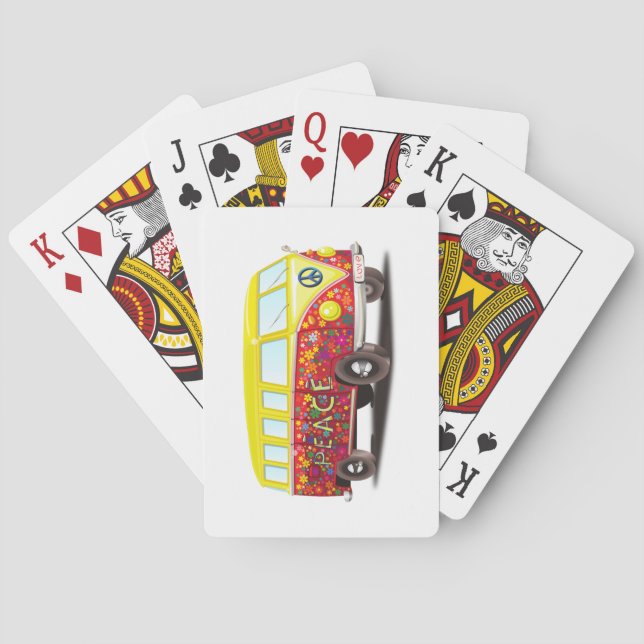 Baraja De Cartas Autobús Hippy Peace and Love (Reverso)