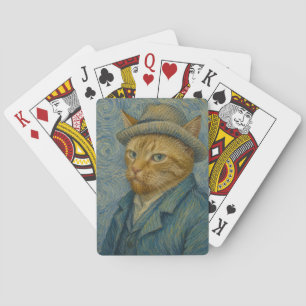 Baraja De Cartas Autorretrato de gato al estilo Van Gogh Arte vinta