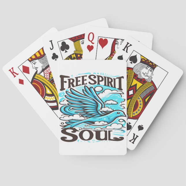 Baraja De Cartas Ave cielo con espíritu libre y alma (Reverso)