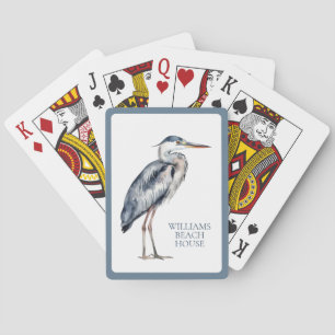 Baraja De Cartas Ave de garza azul costera personalizada