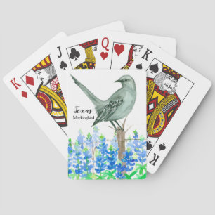 Baraja De Cartas Ave del estado de Bluebonnets Mockingbird