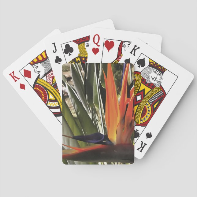 Baraja De Cartas Ave del Paraíso Strelitzia Reginae Acrílico Painti (Reverso)
